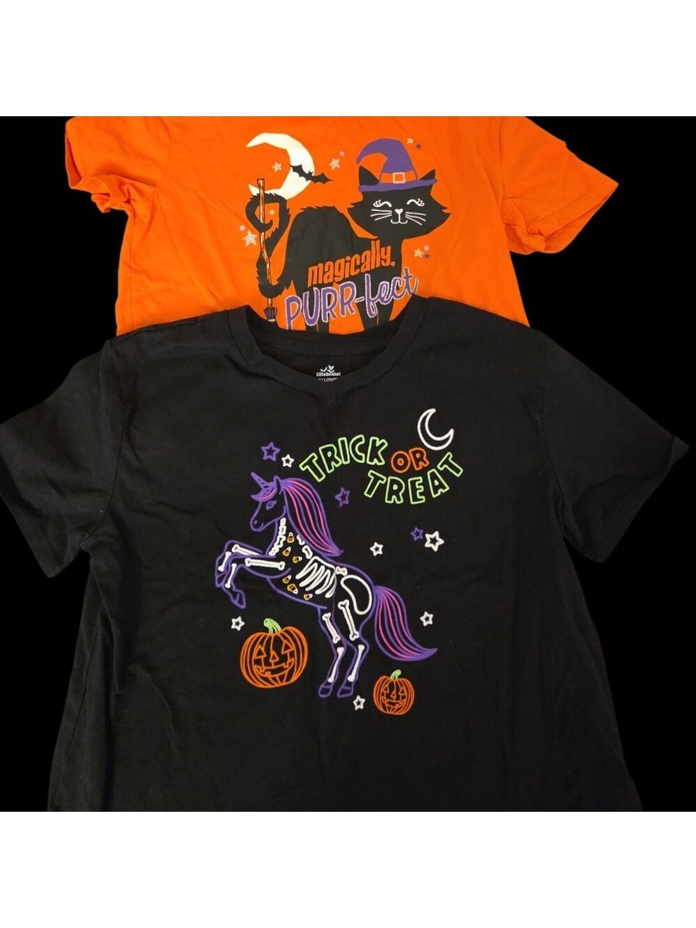 Halloween Graphic T-Shirts - Black and Orange Size S And L - Picture 1 of 7